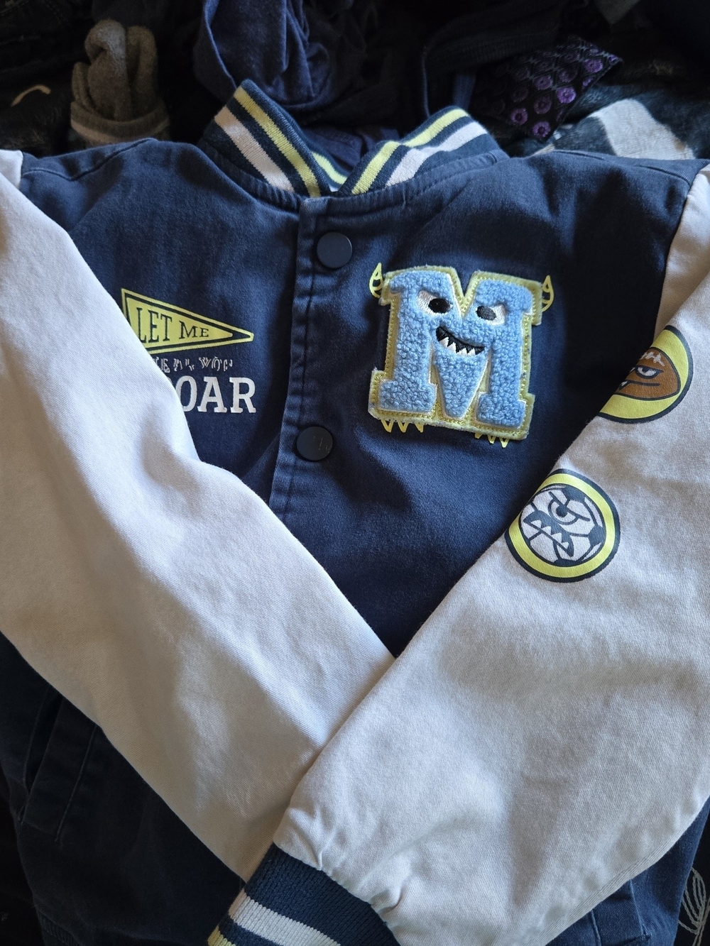 Garanimals Navy and Cream Monster Letterman Jacket